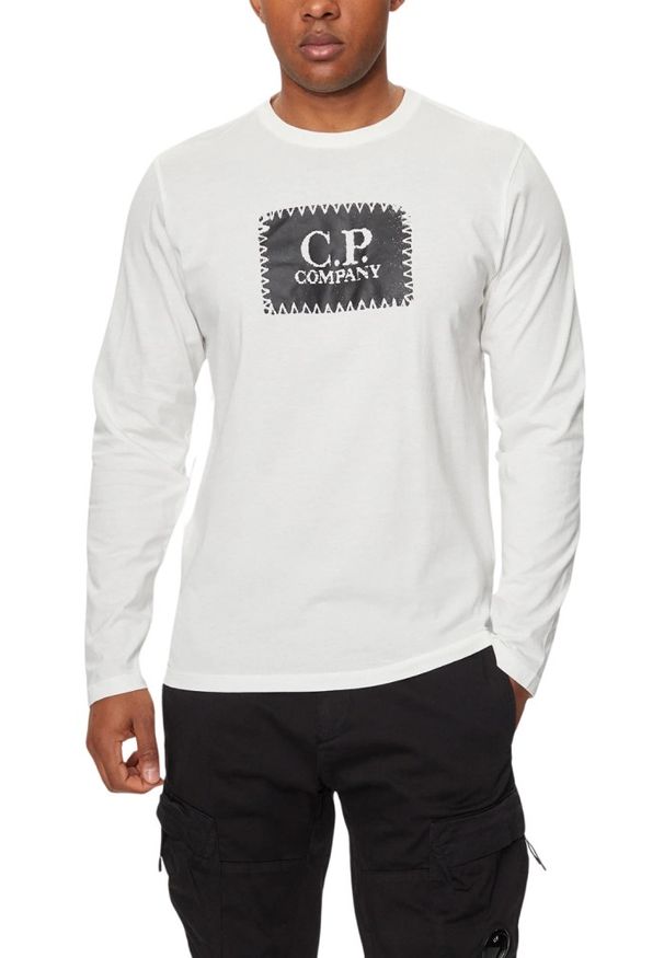 C.P. Company - C.P. COMPANY Biały męski longsleeve, Rozmiar L. Kolor: biały. Długość rękawa: długi rękaw
