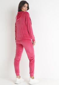 Born2be - Różowy Komplet Dresowy Welurowy w Cyrkonie Alersia. Kolor: różowy. Materiał: welur, dresówka. Wzór: aplikacja #4