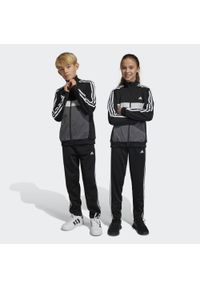 Adidas - Essentials 3-Stripes Tiberio Track Suit. Kolor: czarny, szary, wielokolorowy. Materiał: dresówka, materiał. Styl: elegancki