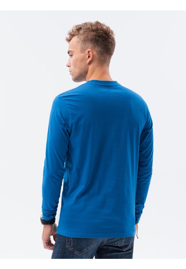 Ombre Clothing - Longsleeve męski z guzikami - niebieski V2 L133 - XXL. Kolor: niebieski. Materiał: bawełna, poliester. Długość rękawa: długi rękaw