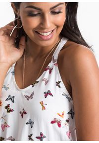 bonprix - Top z czystej wiskozy. Typ kołnierza: dekolt w serek. Kolor: biały. Materiał: wiskoza #3