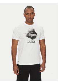 Lacoste T-Shirt TH8917 Biały Regular Fit. Kolor: biały. Materiał: bawełna