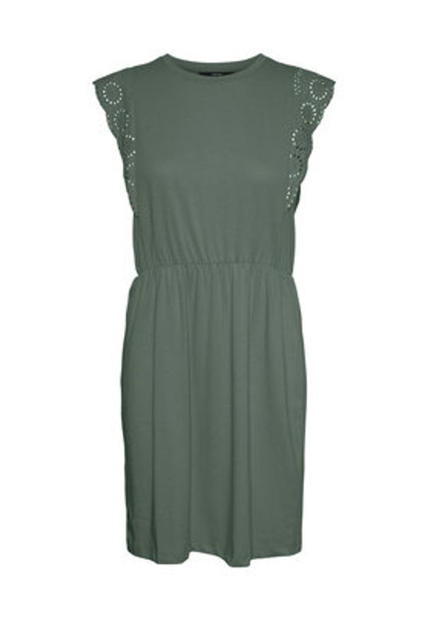 Vero Moda Sukienka codzienna Hollyn 10265206 Zielony Regular Fit. Okazja: na co dzień. Kolor: zielony. Materiał: bawełna. Typ sukienki: proste. Styl: casual
