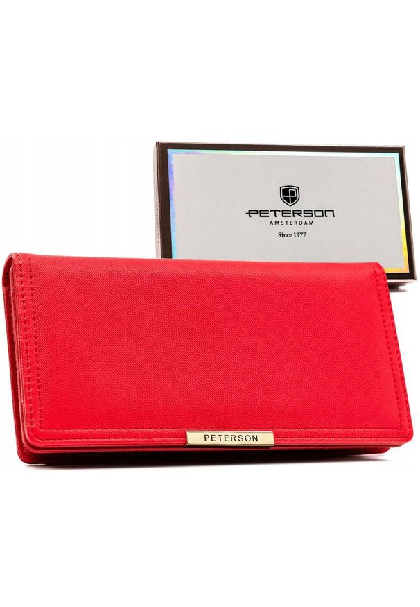 Portfel damski Peterson PTN 005-SAF czerwony. Kolor: czerwony. Materiał: skóra ekologiczna