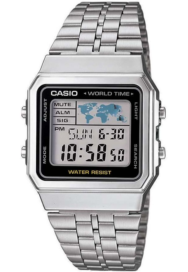 Zegarek Casio Zegarek męski srebrny (A500WEA-1EF). Kolor: srebrny