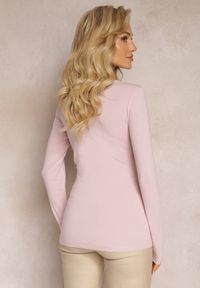 Renee - Ciemnoróżowa Bluzka z Elastycznej Bawełny o Dopasowanym Kroju Evas. Okazja: na co dzień. Kolor: różowy. Materiał: bawełna. Styl: casual, elegancki #3