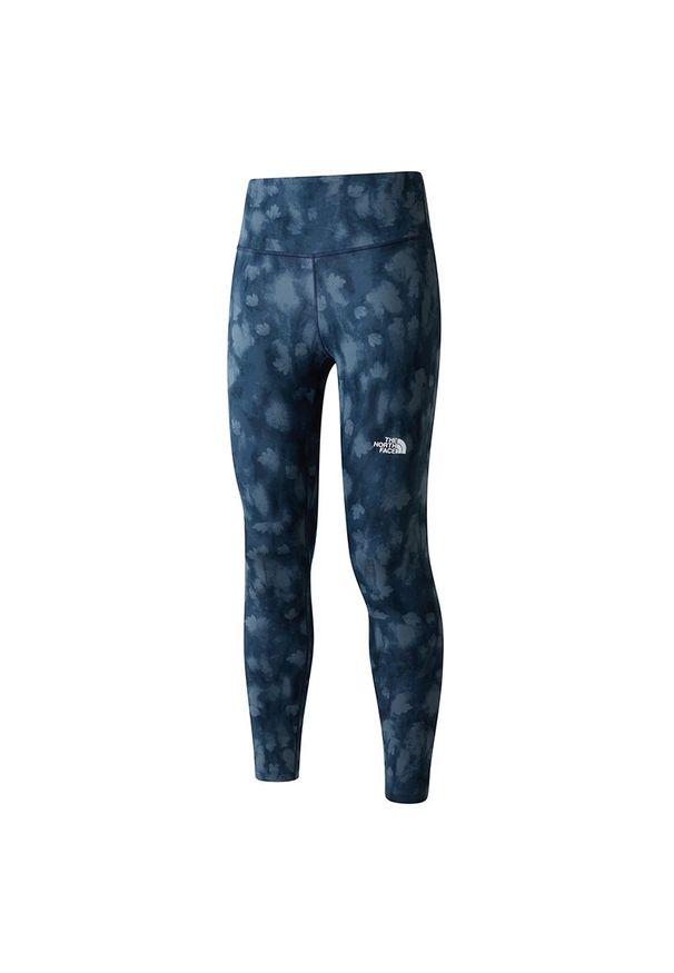 Legginsy damskie The North Face Flex 0A8BQSJZ91 - granatowe. Stan: podwyższony. Kolor: niebieski. Materiał: materiał, poliester, elastan. Wzór: aplikacja