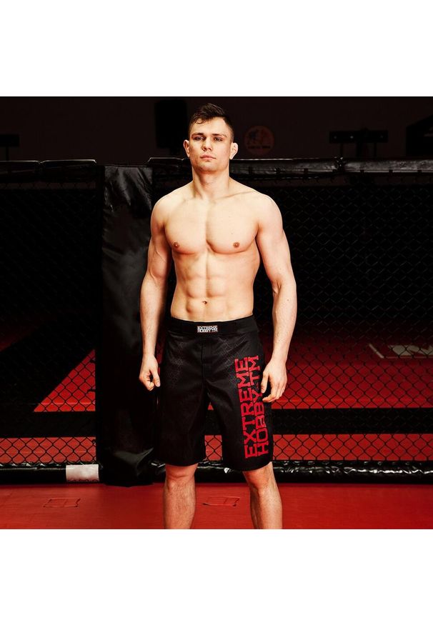 Spodenki do Grapplingu MMA BJJ K1 męskie EXTREME HOBBY BLACK ARMOUR. Kolor: czarny. Materiał: poliester