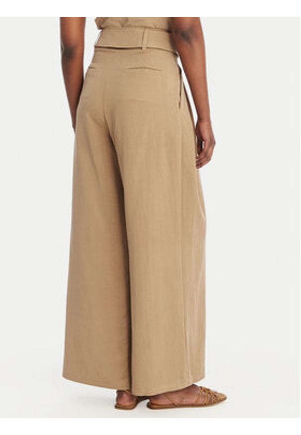 Eleh Spodnie palazzo SS260099 Beżowy Wide Leg. Kolor: beżowy. Materiał: lyocell