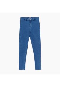 Cropp - Jeansy skinny z wysokim stanem - Niebieski. Stan: podwyższony. Kolor: niebieski