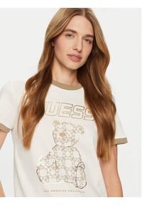 Guess T-Shirt V4BI02 K8FQ4 Écru Regular Fit. Materiał: bawełna