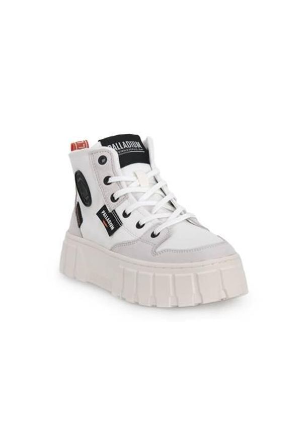 Buty do chodzenia damskie Palladium Pallatower Hi Star. Zapięcie: sznurówki. Kolor: biały. Materiał: guma, tkanina, bawełna. Szerokość cholewki: normalna. Sport: turystyka piesza
