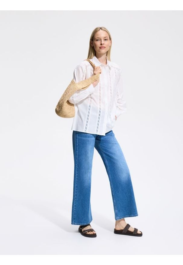 Reserved - Jeansy wide leg - niebieski. Kolor: niebieski