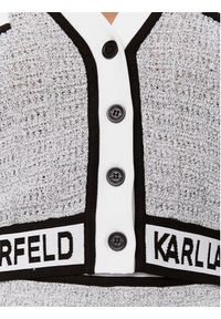 Karl Lagerfeld - KARL LAGERFELD Kardigan 235W2007 Szary Regular Fit. Typ kołnierza: dekolt w karo. Kolor: szary. Materiał: syntetyk #4