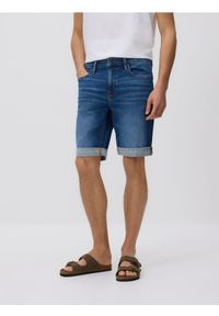 Reserved - Jeansowe szorty slim fit - granatowy. Kolor: niebieski. Materiał: jeans