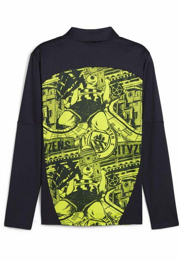 Puma - Męska bluza przedmeczowa z zamkiem 1/4 Manchester City PUMA. Kolor: żółty, wielokolorowy, niebieski