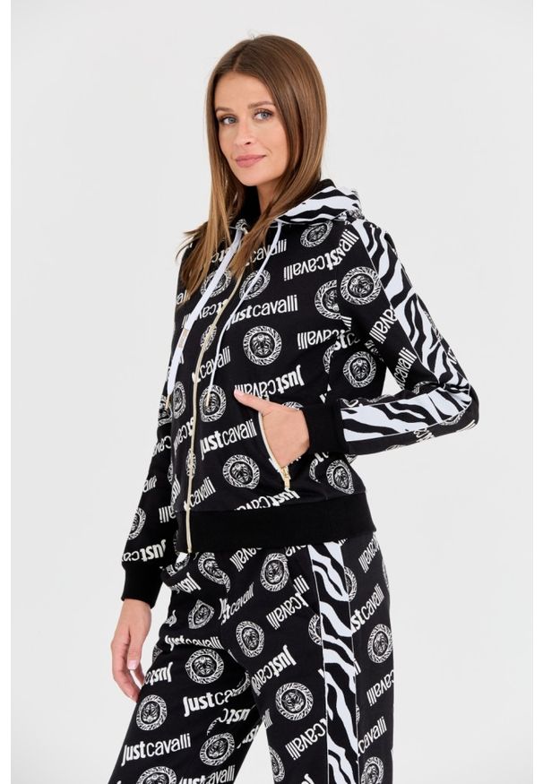 Just Cavalli - JUST CAVALLI Czarna damska bluza Logo Tigre, Rozmiar L. Kolor: czarny