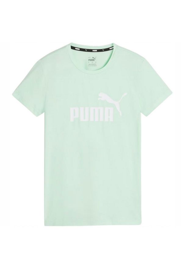 Puma - Damska Koszulka Z Logo Essential. Kolor: zielony