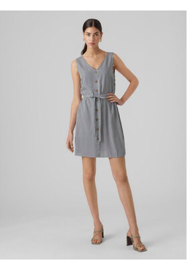 Vero Moda Sukienka letnia Bumpy 10286519 Granatowy Regular Fit. Kolor: niebieski. Materiał: wiskoza. Sezon: lato