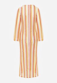 Born2be - Pomarańczowa Rustykalna Sukienka Letnia z Plecionki w Paski Ixelle. Okazja: na co dzień. Kolor: pomarańczowy. Długość rękawa: długi rękaw. Wzór: paski. Sezon: lato. Typ sukienki: proste. Styl: elegancki, klasyczny, wakacyjny, casual #6