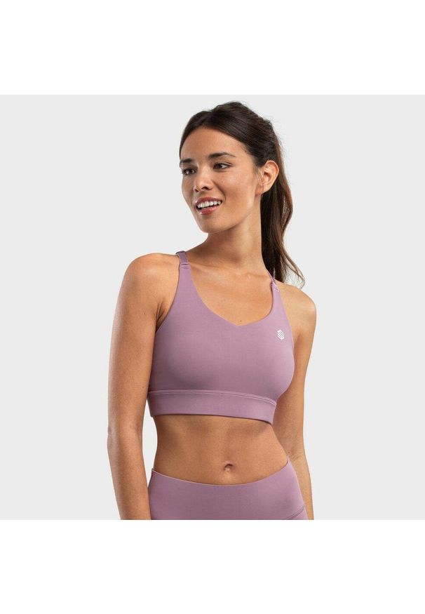 SIROKO - Stanik sportowy fitness damski - Wysokie wsparcie Pacemaker Mauve. Kolor: fioletowy. Materiał: nylon. Sport: fitness