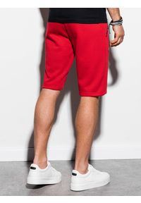 Ombre Clothing - Krótkie spodenki męskie dresowe - czerwone V2 W239 - XXL. Okazja: na co dzień. Kolor: czerwony. Materiał: dresówka. Długość: krótkie. Wzór: nadruk. Sezon: wiosna, lato. Styl: casual, klasyczny #6