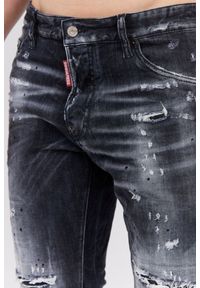DSQUARED2 Czarne jeansy męskie cool guy jean. Kolor: czarny. Wzór: aplikacja