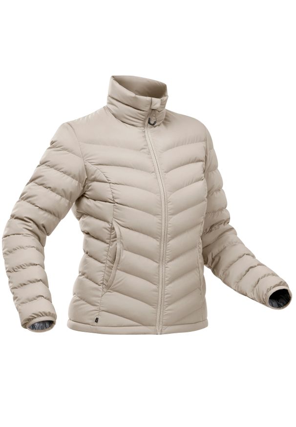 FORCLAZ - Kurtka trekkingowa damska Forclaz MT500 puchowa -10°C. Kolor: brązowy, wielokolorowy, beżowy. Materiał: puch