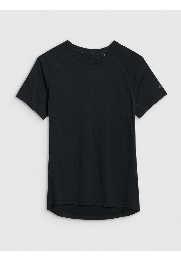 4f - 4F Koszulka trekkingowa z wełną merino damska - czarna XL. Kolor: czarny. Materiał: wełna