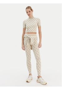 Guess T-Shirt V5BP07 K2000 Beżowy Slim Fit. Kolor: beżowy. Materiał: syntetyk #3