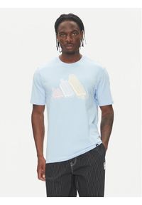 Adidas - adidas T-Shirt Lounge Ice Graphic JJ4019 Niebieski Regular Fit. Kolor: niebieski. Materiał: bawełna