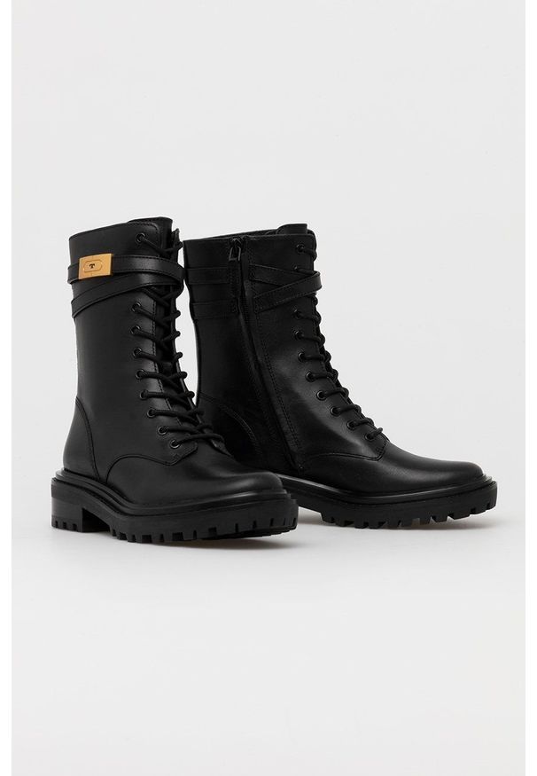 Tory Burch - Botki skórzane. Kolor: czarny. Materiał: skóra. Obcas: na platformie