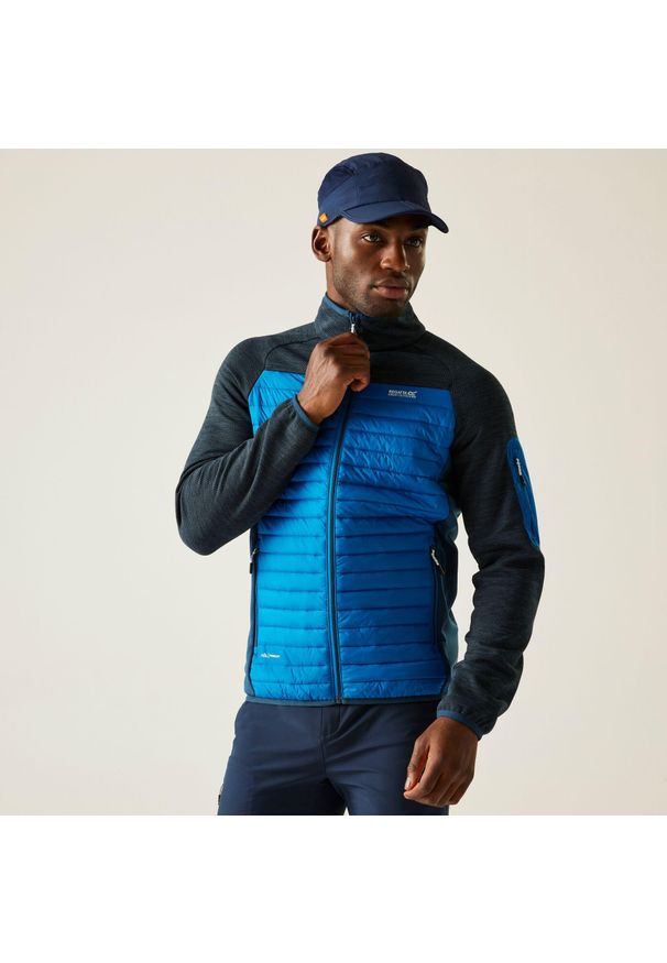 Regatta - Kurtka męska hybrydowa Ceden. Kolor: niebieski. Materiał: puch, polar. Sport: turystyka piesza