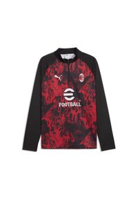 Puma - Męska koszulka na rozgrzewkę AC Milan z zamkiem 1/4 PUMA. Kolor: czarny, czerwony, wielokolorowy. Sport: bieganie #1