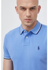 Polo Ralph Lauren polo bawełniane kolor niebieski gładki. Typ kołnierza: polo. Kolor: niebieski. Materiał: bawełna. Długość: krótkie. Wzór: gładki #5