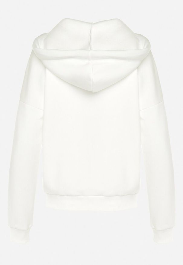 Born2be - Biała Bluza z Kapturem i Ozdobnymi Sznurkami Cebele. Typ kołnierza: kaptur. Kolor: biały. Materiał: tkanina, bawełna. Wzór: aplikacja, kolorowy