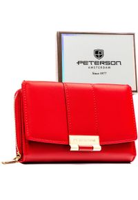 Czerwony portfel damski wykonany ze skóry ekologicznej - Peterson. Kolor: czerwony. Materiał: skóra ekologiczna #1