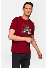 Lancerto - Koszulka Bordowa Bawełniana Reggie. Kolor: czerwony. Materiał: bawełna