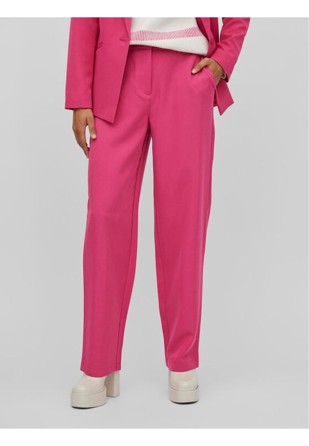 Spodnie materiałowe Vila. Kolor: różowy. Materiał: materiał