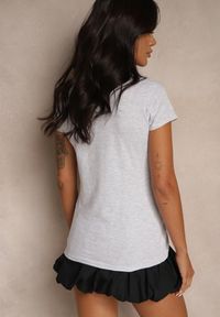 Renee - Jasnoszary Bawełniany Casualowy T-shirt Arpollia. Okazja: na co dzień. Kolor: szary. Materiał: bawełna. Styl: casual #3