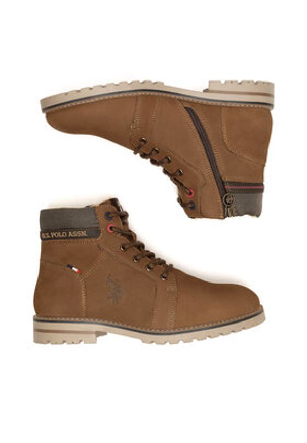 U.S. Polo Assn. Trapery POLY001M/DLT1 Brązowy. Kolor: brązowy. Materiał: skóra, nubuk