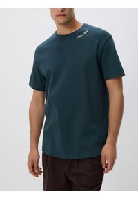 Reserved - T-shirt regular z haftem - zielony. Kolor: zielony. Materiał: bawełna, dzianina. Wzór: haft