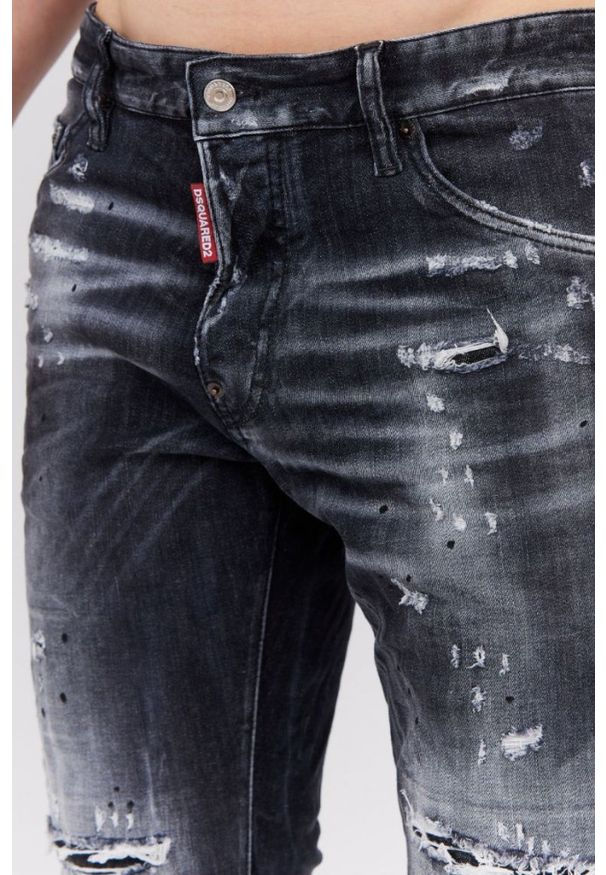 DSQUARED2 Czarne jeansy męskie cool guy jean, Rozmiar 46. Kolor: czarny. Wzór: aplikacja