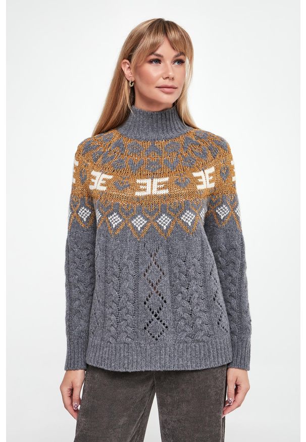 Ermanno Firenze - Sweter damski wełniany ERMANNO FIRENZE. Materiał: wełna