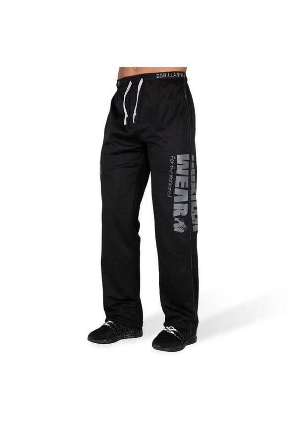 GORILLA WEAR - Logo Mesh Spodnie - Czarny. Kolor: czarny. Materiał: dresówka, mesh, tkanina. Sport: fitness