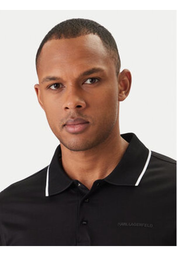 Karl Lagerfeld - KARL LAGERFELD Polo 745080 562200 Czarny Regular Fit. Typ kołnierza: polo. Kolor: czarny. Materiał: bawełna