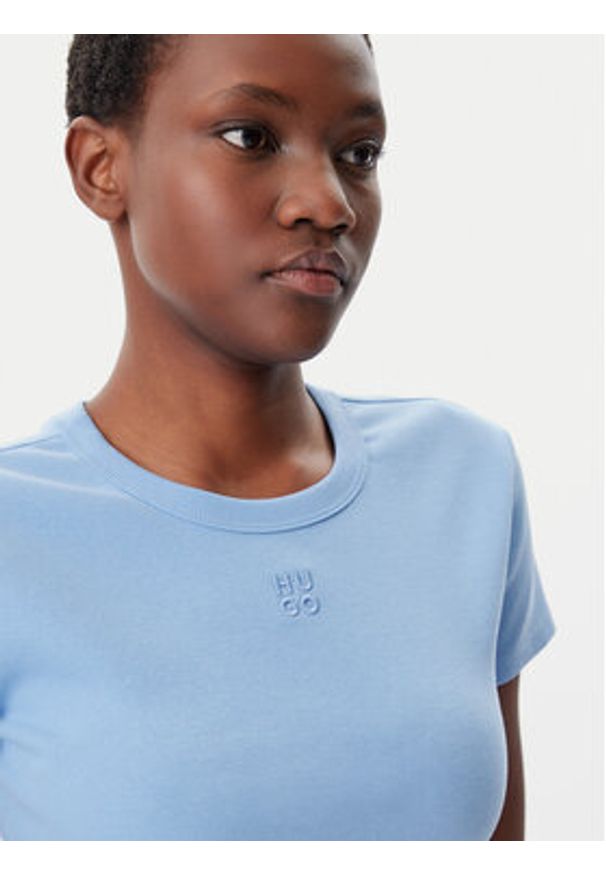 Hugo - HUGO T-Shirt Delanor 50512000 Niebieski Slim Fit. Kolor: niebieski. Materiał: bawełna