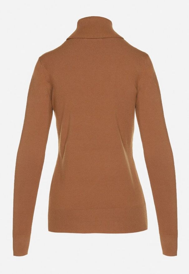 Born2be - Brązowy Golf Sweter z Wiskozą i Kaszmirem Zailaya. Okazja: na co dzień. Typ kołnierza: golf. Kolor: brązowy. Materiał: wiskoza, kaszmir. Styl: casual