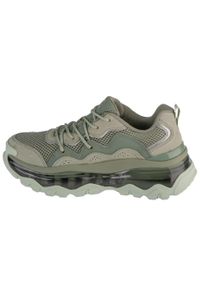 skechers - Buty do chodzenia damskie Skechers Uno Chaos. Kolor: zielony. Materiał: zamsz, materiał, syntetyk. Szerokość cholewki: normalna. Sport: turystyka piesza