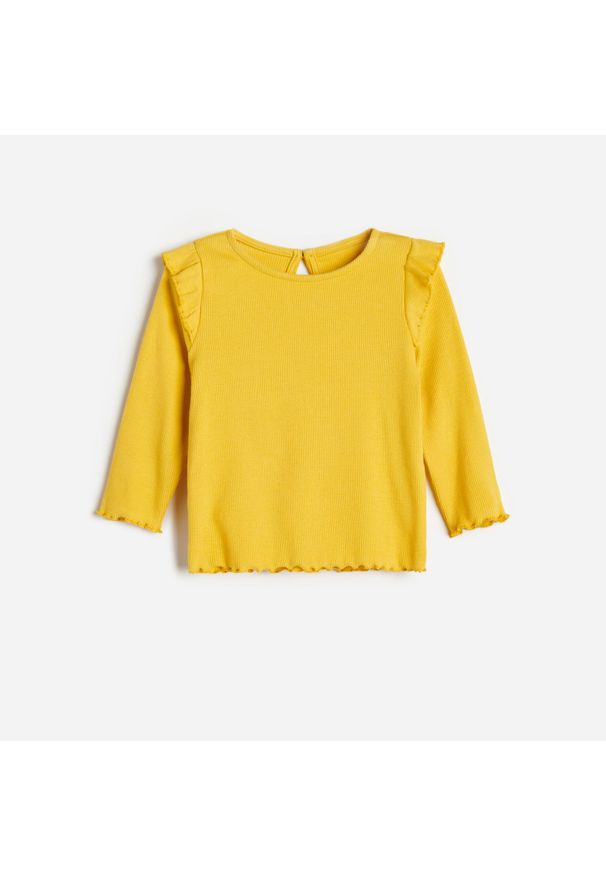 Reserved - Bawełniana bluzka w prążek - Żółty. Kolor: żółty. Materiał: bawełna. Wzór: prążki